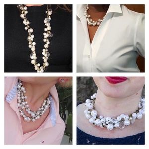 NWOT Pearl and Crystal Drops Long Necklace